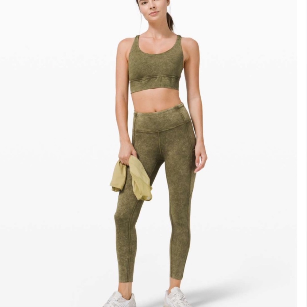 Lululemon Fast and Free High Rise Tight 25" Ice Dye Ice Wash Moss Green
